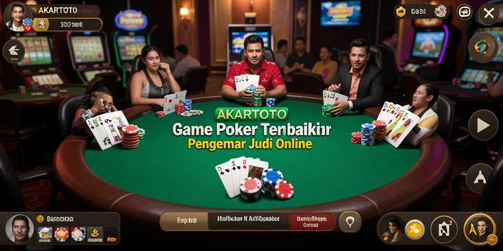 Tampilan gameplay Poker yang menegangkan di AKARTOTO.
