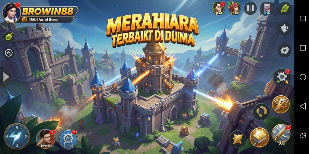 Tampilan gamplay BROWIN88 yang seru di medan perang Tower Defense.