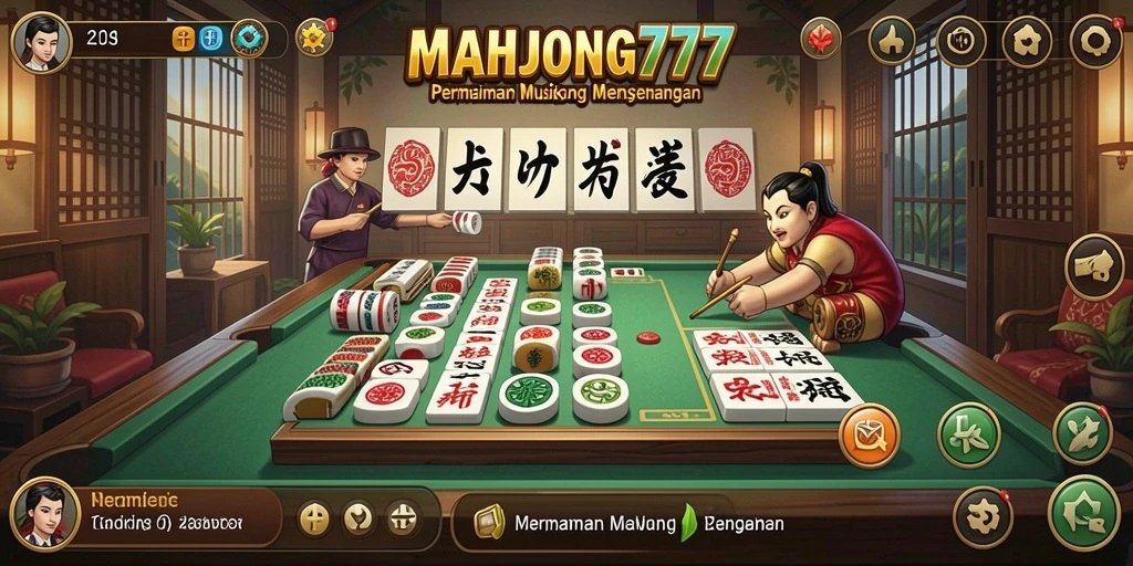 Tampilan gameplay MAHJONG777 dengan berbagai pilihan musik yang menarik.