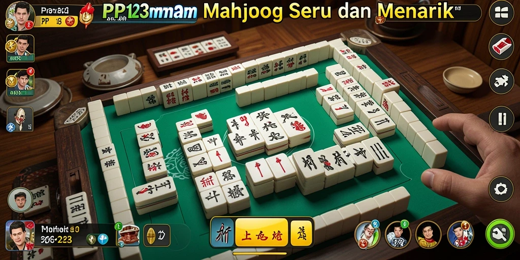 Menampilkan gameplay seru PP123 dalam permainan Mahjong.