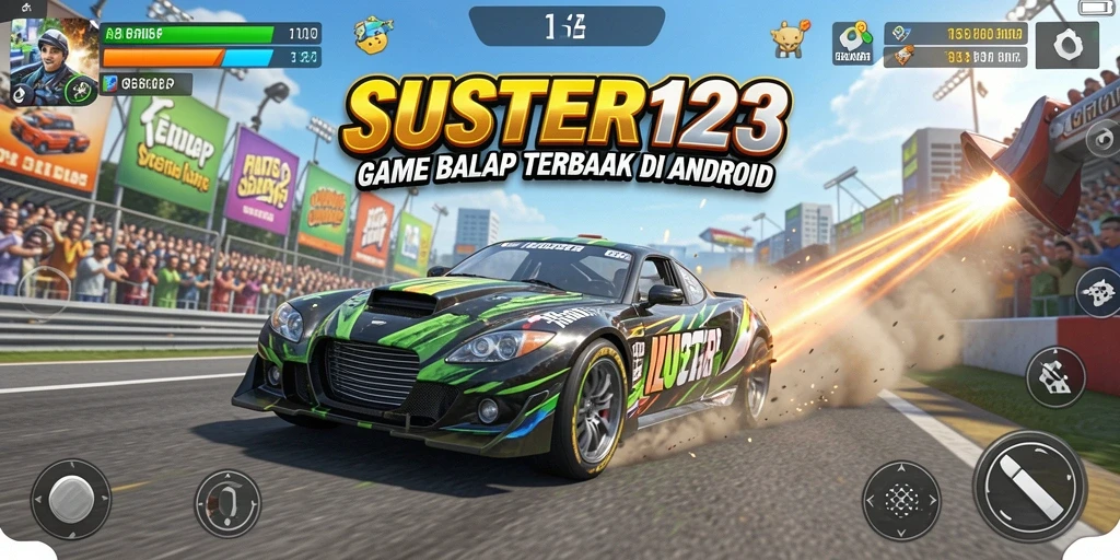 Screenshot aksi balapan mendebarkan dari SUSTER123.