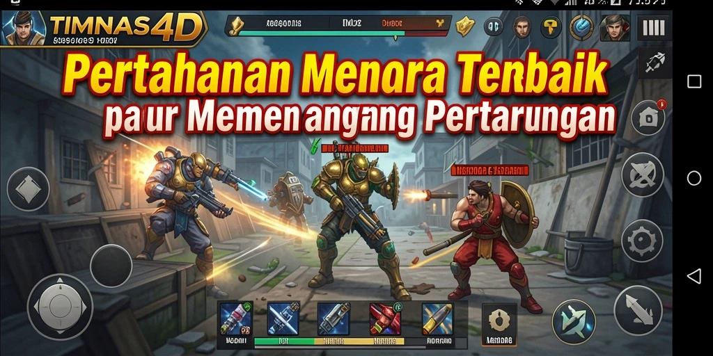 Tampilan gameplay TIMNAS4D menampilkan aksi menara pertahanan yang mendebarkan.