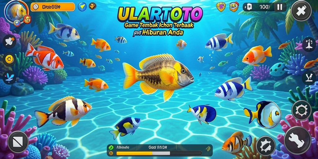 Tampilan gameplay ULARTOTO yang menampilkan aksi menembak ikan.