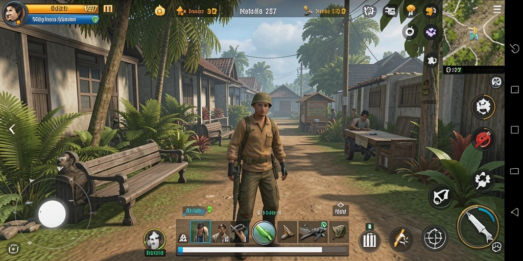 Screenshot utama dari V87 menampilkan gameplay Simulation yang interaktif.
